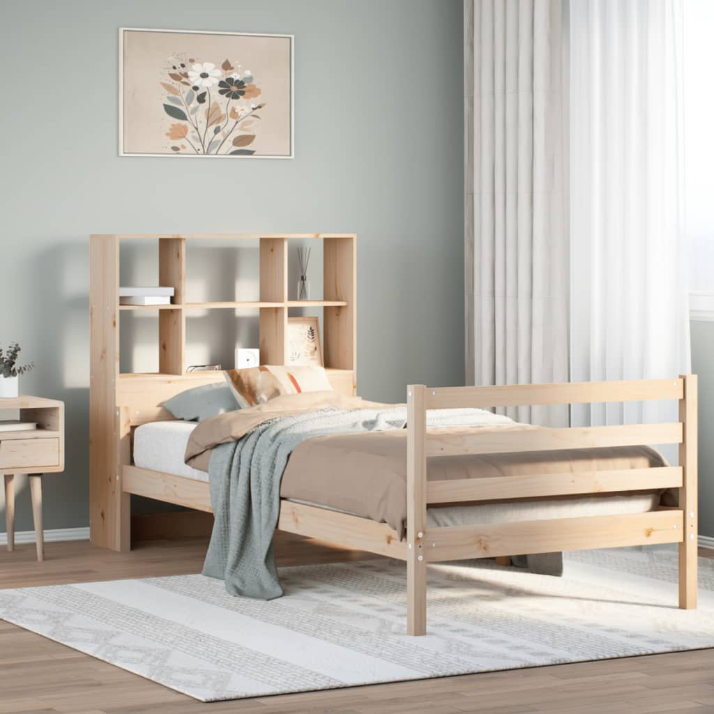 vidaXL Cama con estantería sin colchón madera maciza de pino 100x200cm