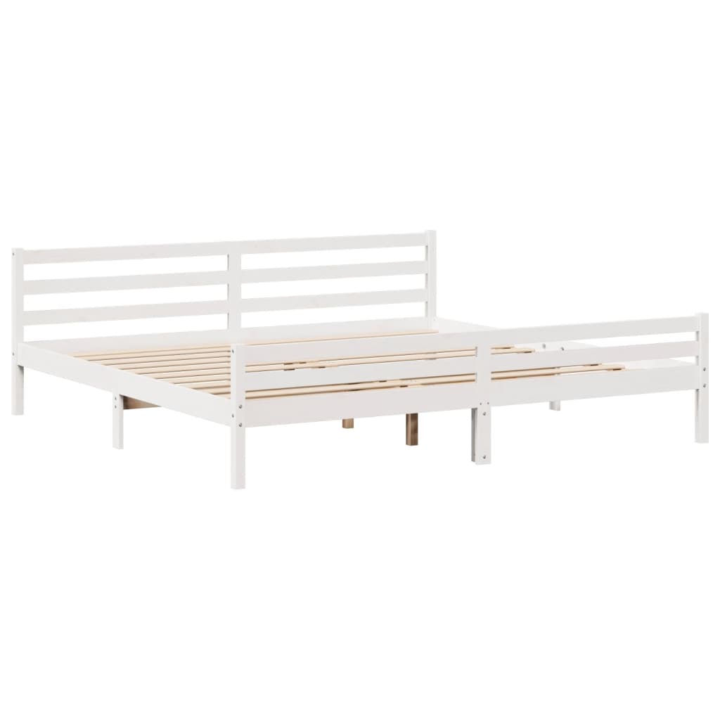 vidaXL Cama con estantería sin colchón madera maciza blanca 180x200 cm