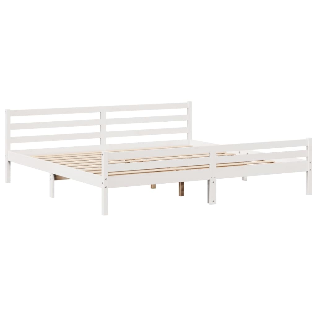 vidaXL Cama con estantería sin colchón madera maciza blanca 200x200 cm