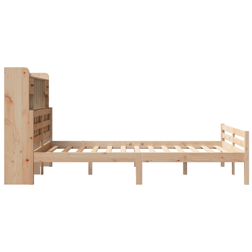 vidaXL Cama con estantería sin colchón madera maciza de pino 140x190cm