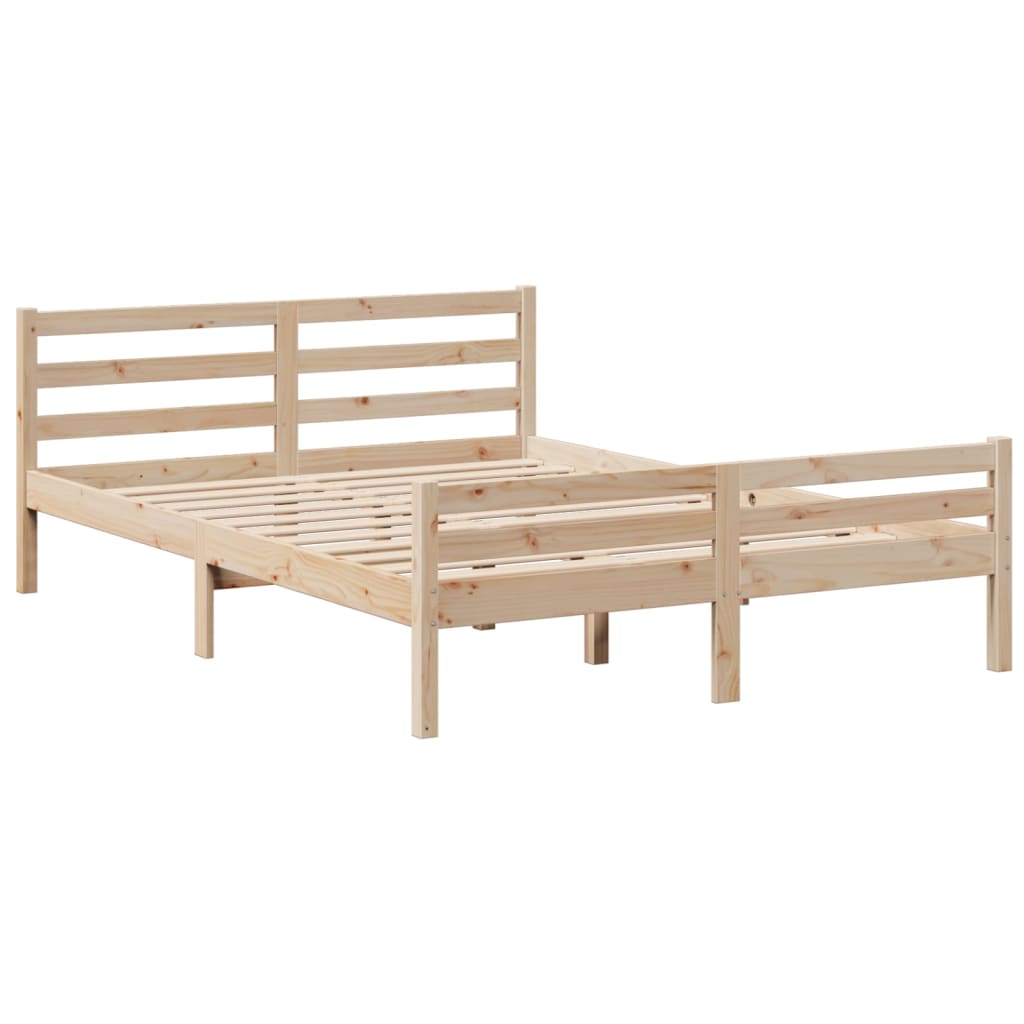 vidaXL Cama con estantería sin colchón madera maciza de pino 140x190cm