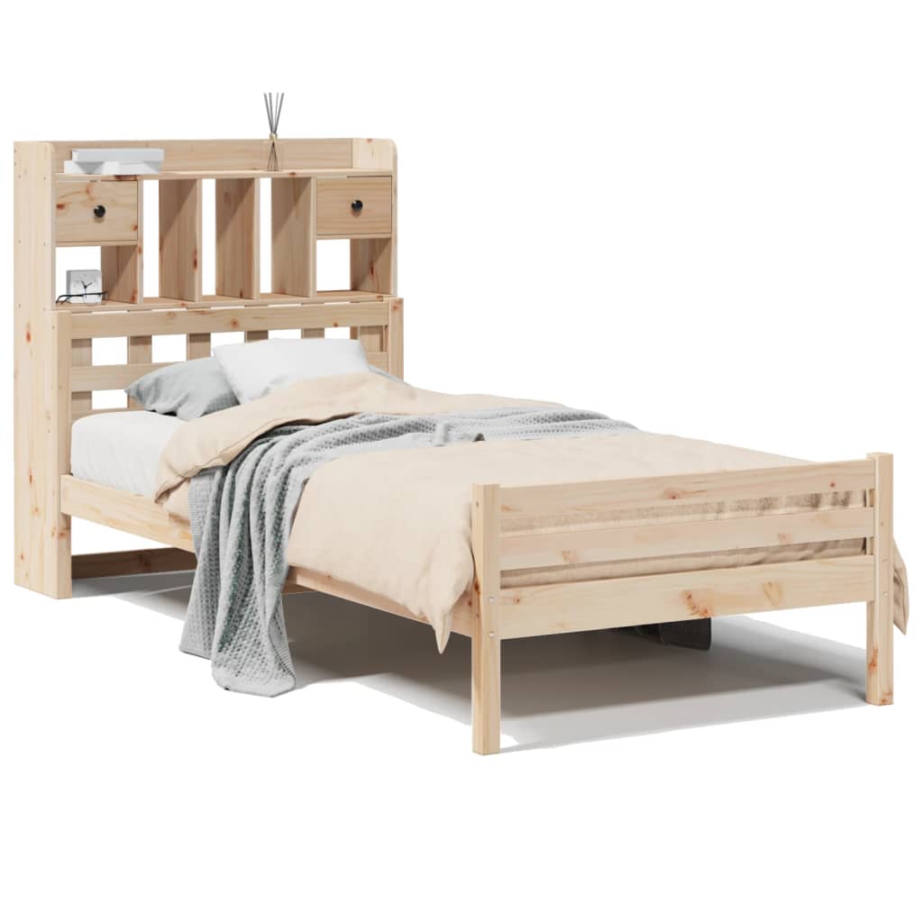 vidaXL Cama con estantería sin colchón madera maciza de pino 100x200cm