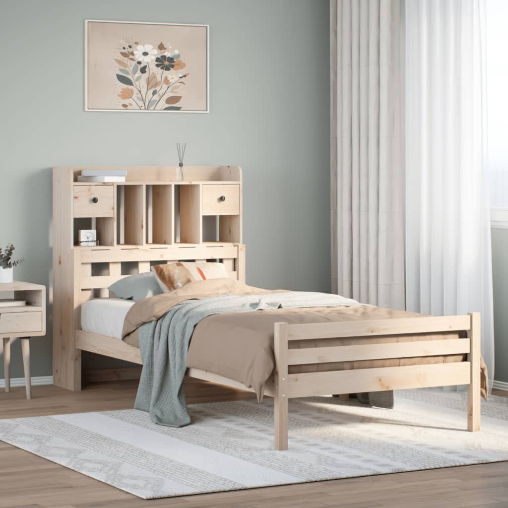 vidaXL Cama con estantería sin colchón madera maciza de pino 100x200cm