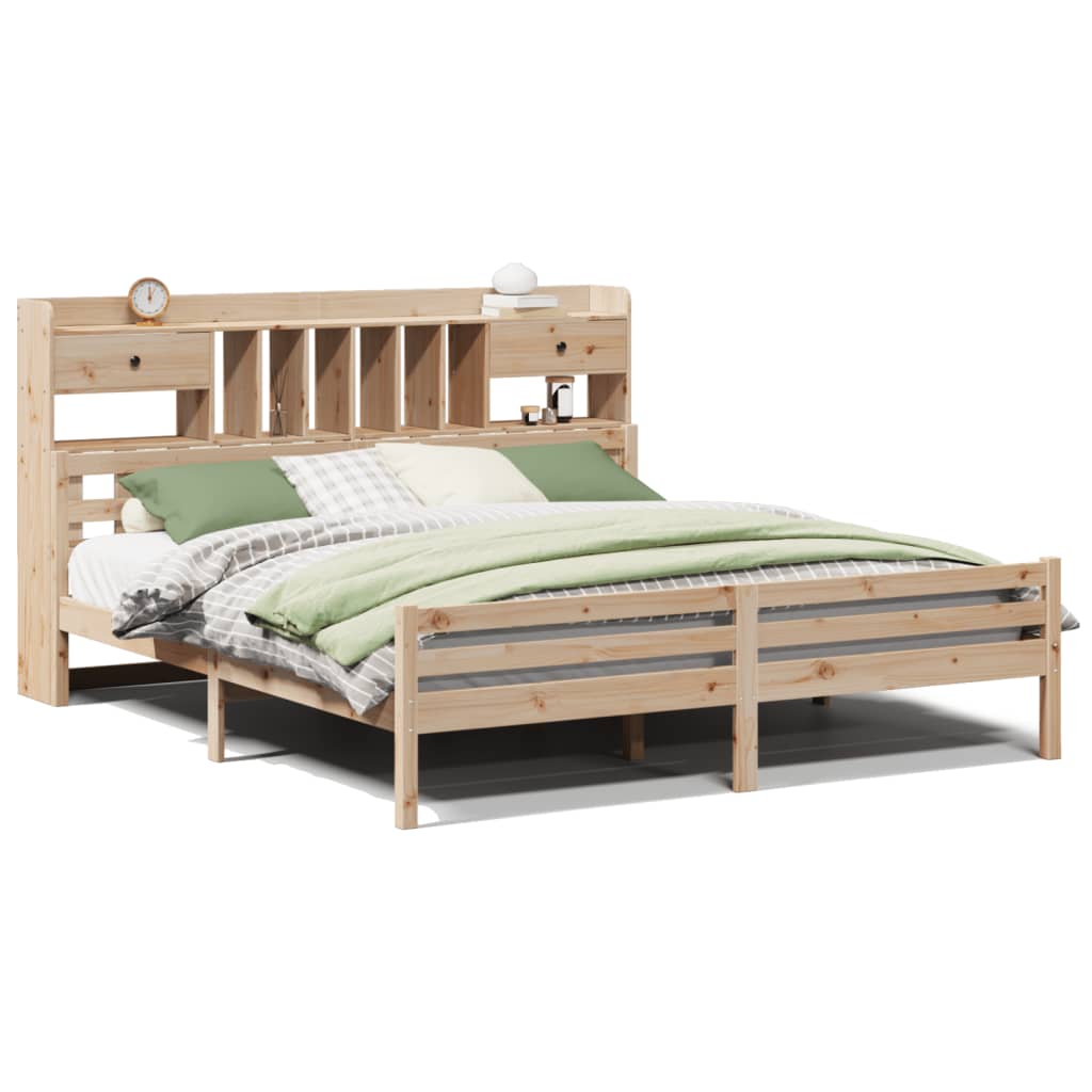 vidaXL Cama con estantería sin colchón madera maciza de pino 200x200cm