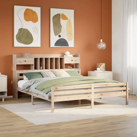 vidaXL Cama con estantería sin colchón madera maciza de pino 200x200cm