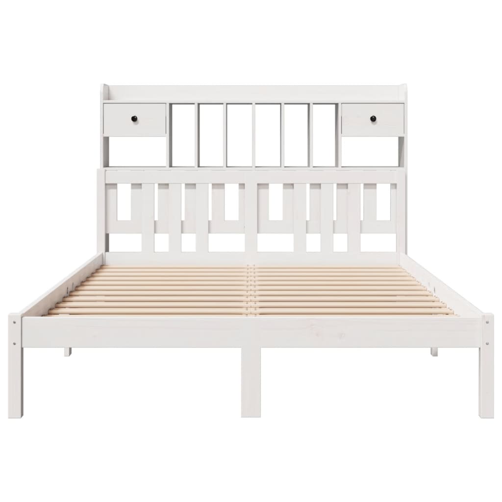 vidaXL Cama con estantería sin colchón madera maciza blanca 150x200 cm