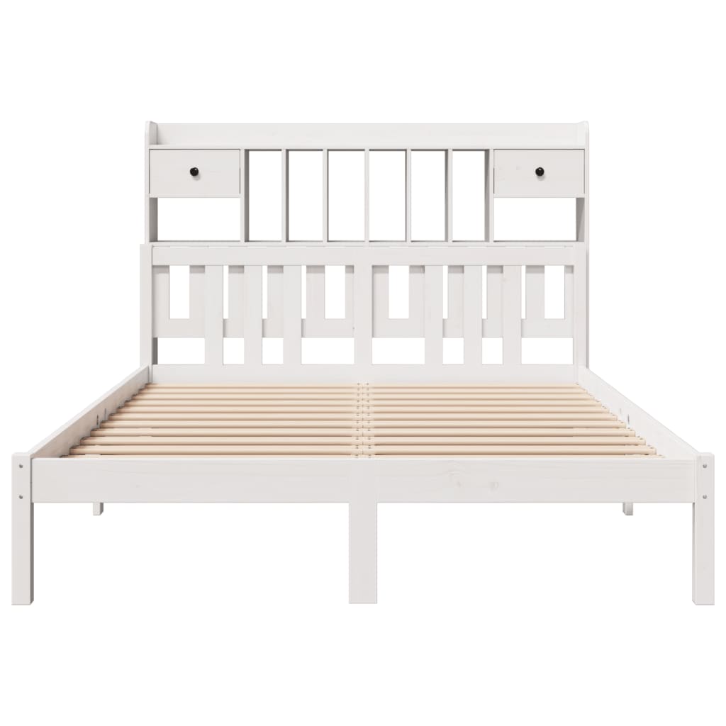 vidaXL Cama con estantería sin colchón madera maciza blanca 160x200 cm