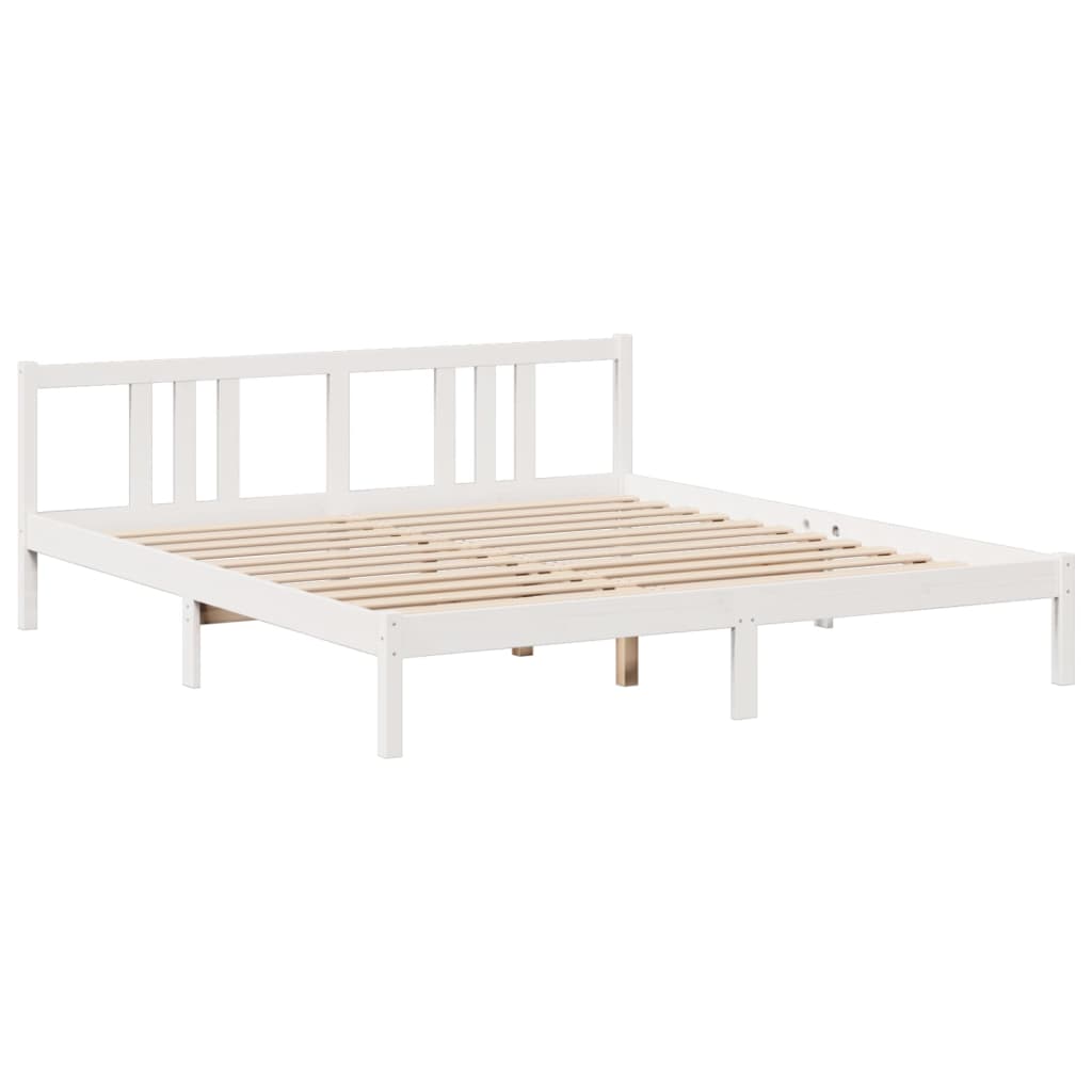 vidaXL Cama con estantería sin colchón madera maciza blanca 200x200 cm