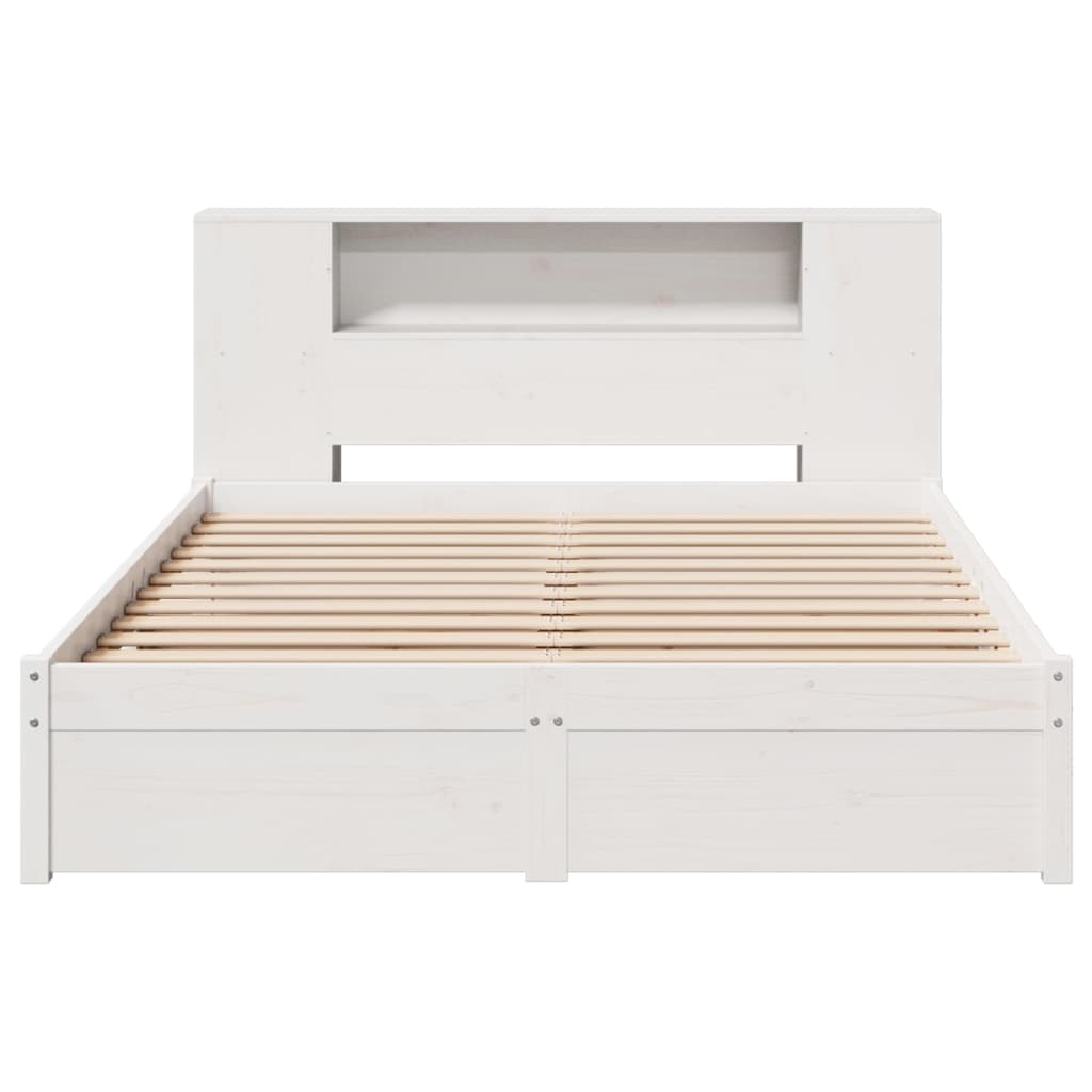 vidaXL Cama con estantería sin colchón madera maciza blanca 150x200 cm