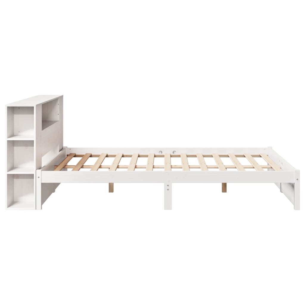 vidaXL Cama con estantería sin colchón madera maciza blanca 150x200 cm