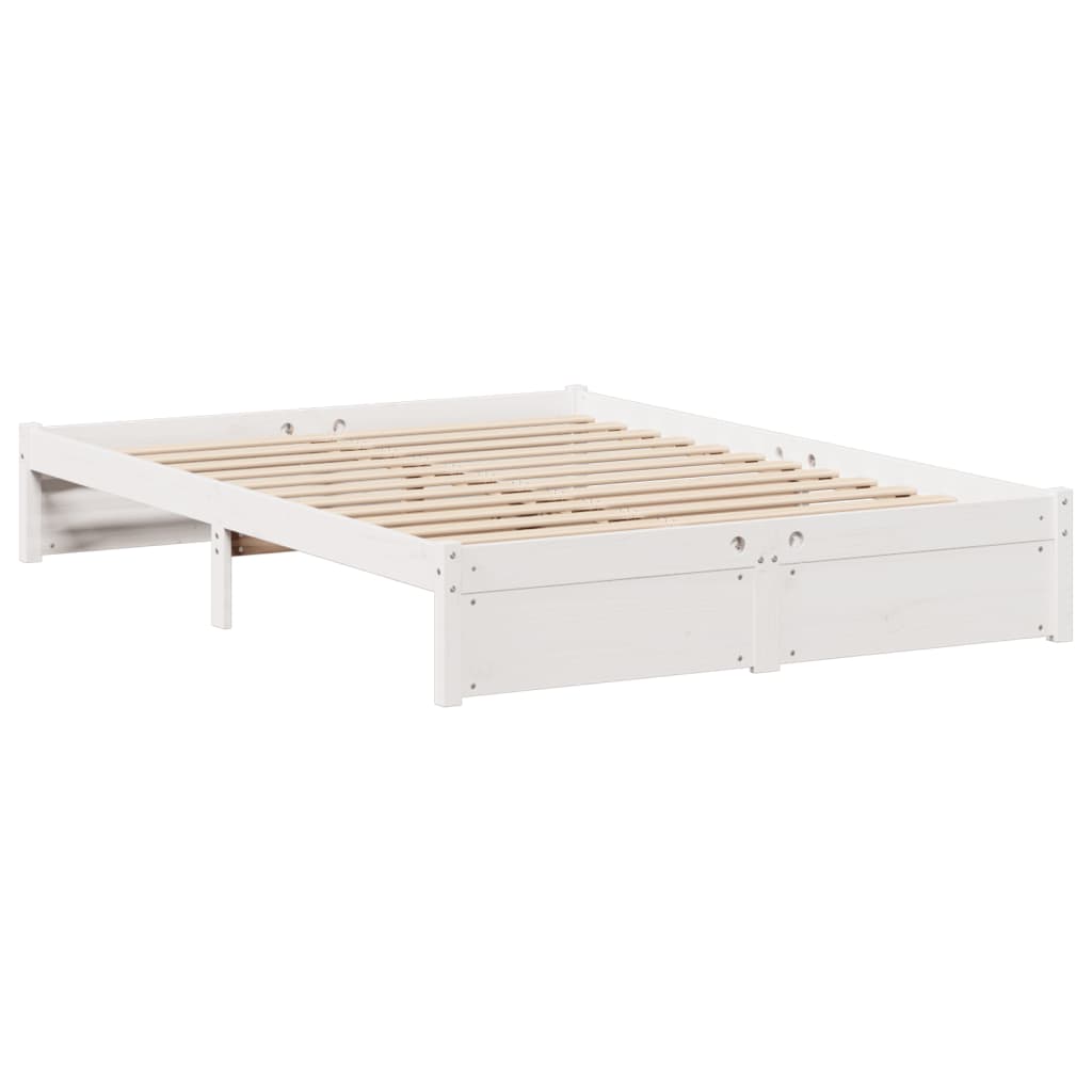 vidaXL Cama con estantería sin colchón madera maciza blanca 150x200 cm