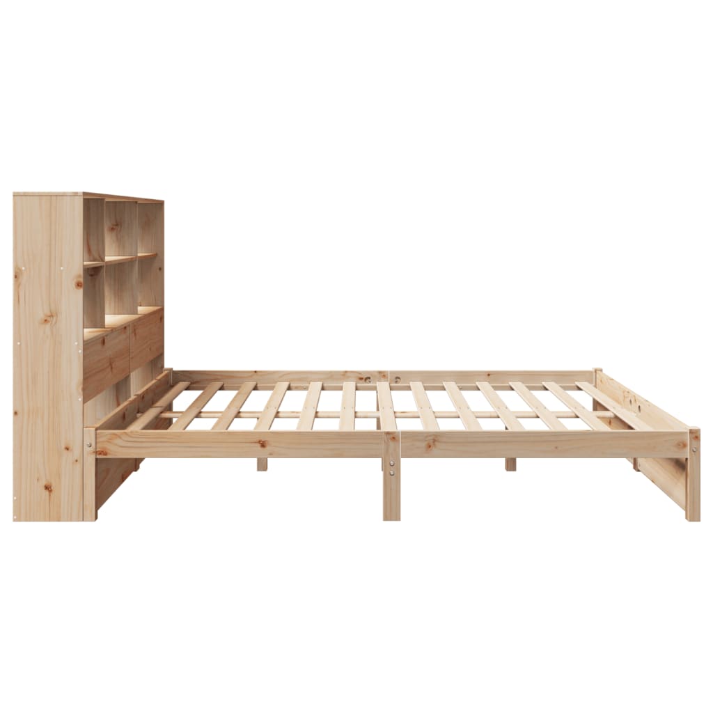 vidaXL Cama con estantería sin colchón madera maciza de pino 135x190cm