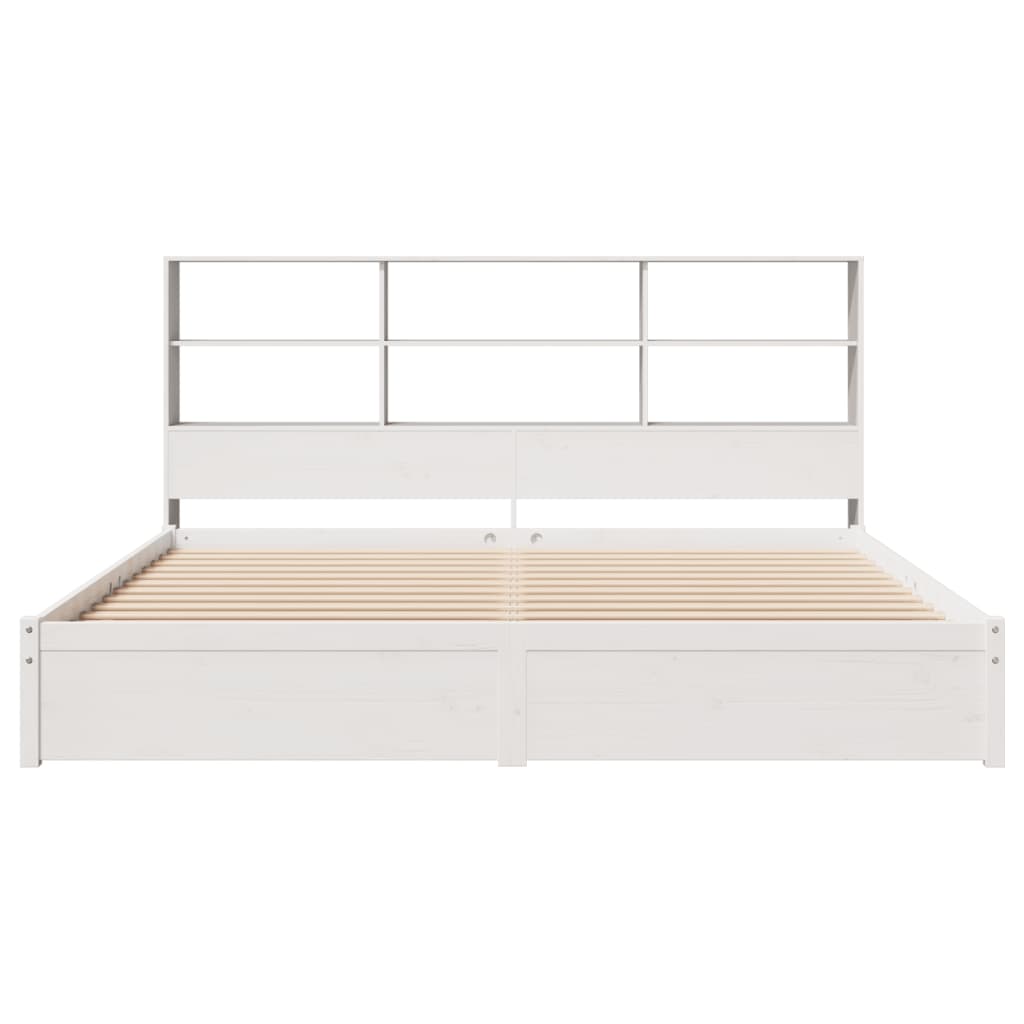 vidaXL Cama con estantería sin colchón madera maciza blanca 180x200 cm