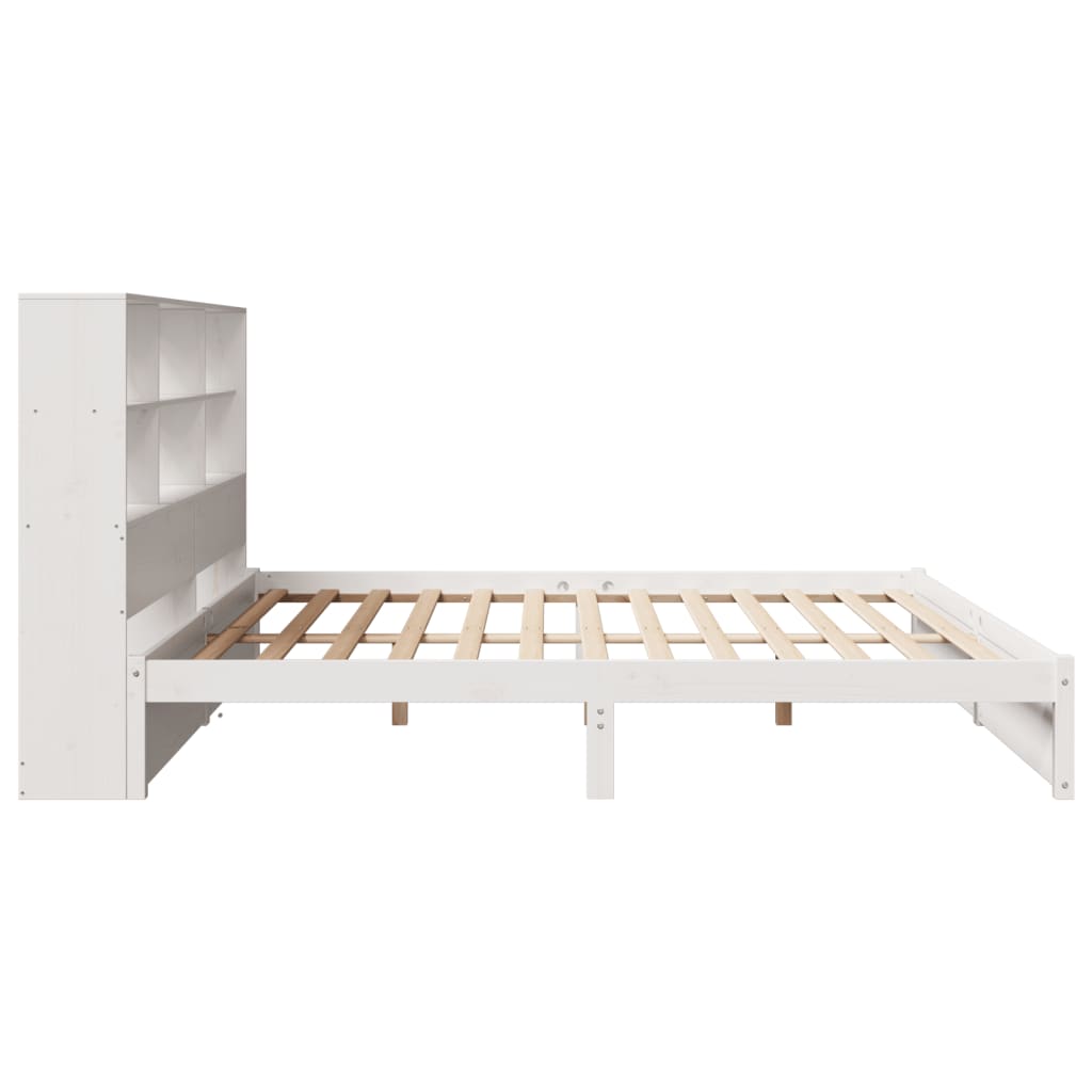 vidaXL Cama con estantería sin colchón madera maciza blanca 180x200 cm