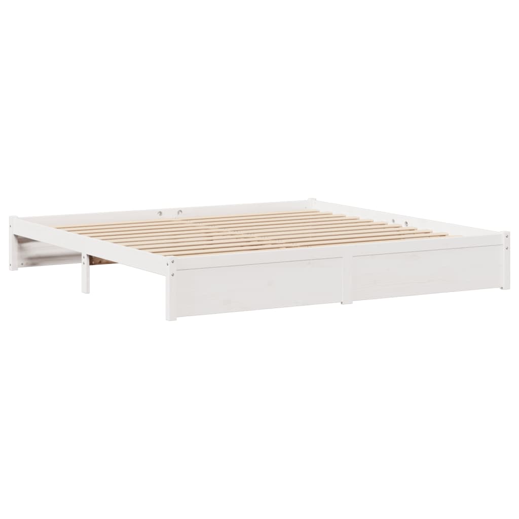 vidaXL Cama con estantería sin colchón madera maciza blanca 180x200 cm