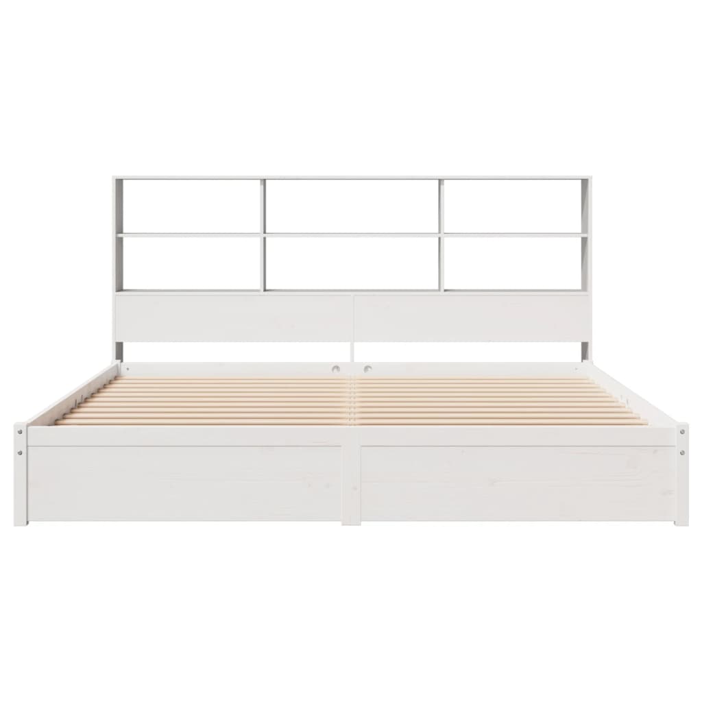 vidaXL Cama con estantería sin colchón madera maciza blanca 200x200 cm