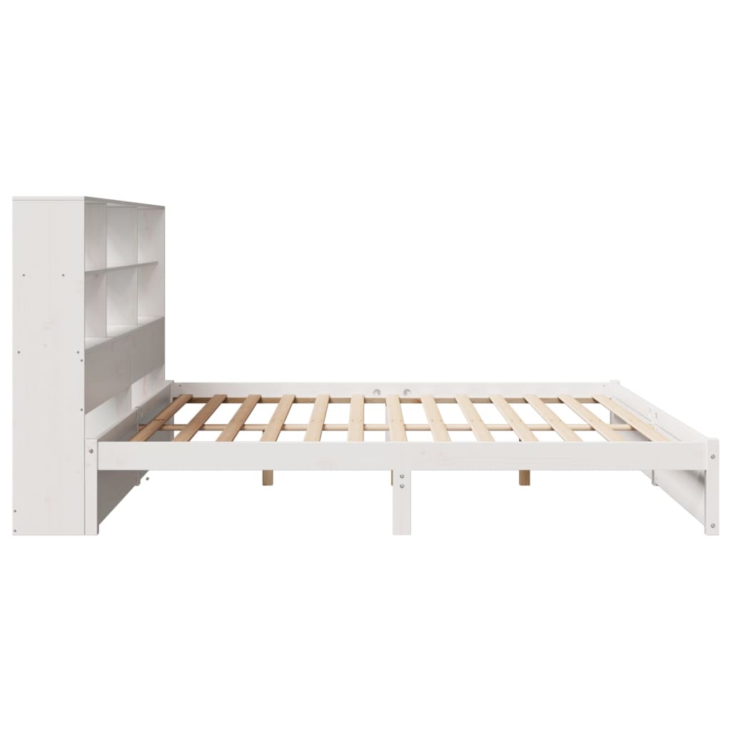 vidaXL Cama con estantería sin colchón madera maciza blanca 200x200 cm