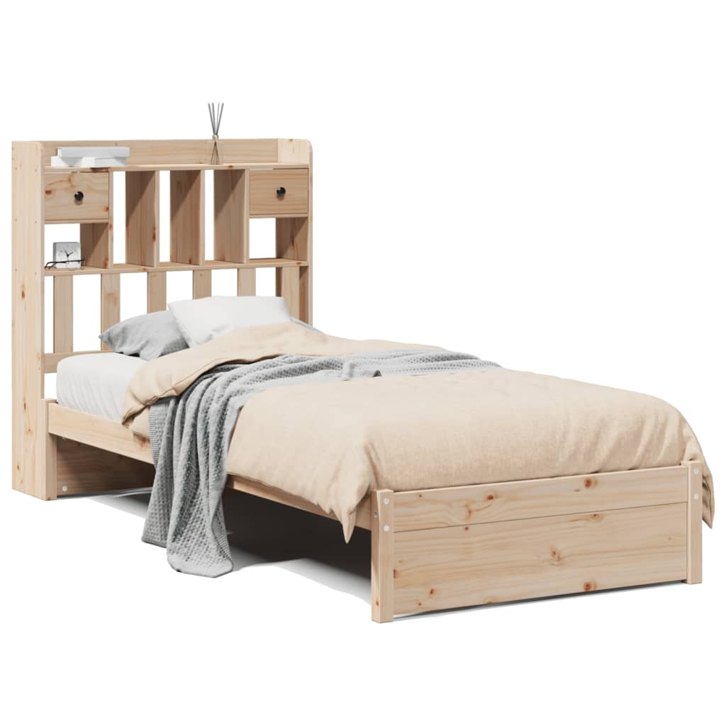 vidaXL Cama con estantería sin colchón madera maciza de pino 90x190 cm