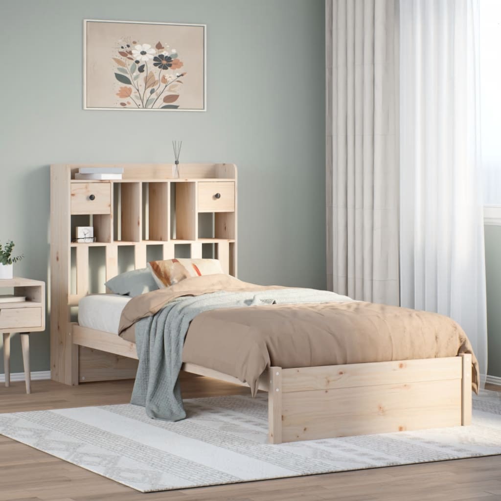 vidaXL Cama con estantería sin colchón madera maciza de pino 90x190 cm