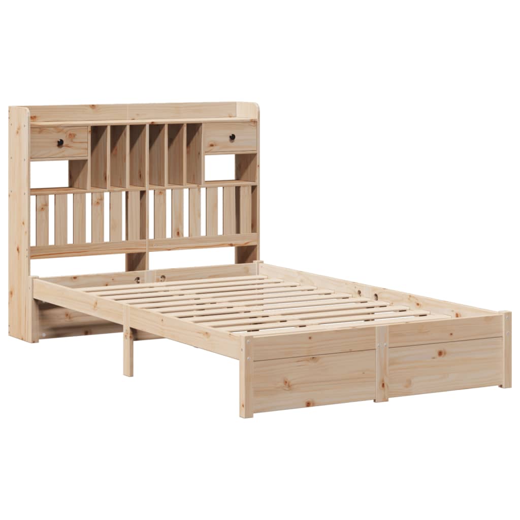 vidaXL Cama con estantería sin colchón madera maciza de pino 135x190cm