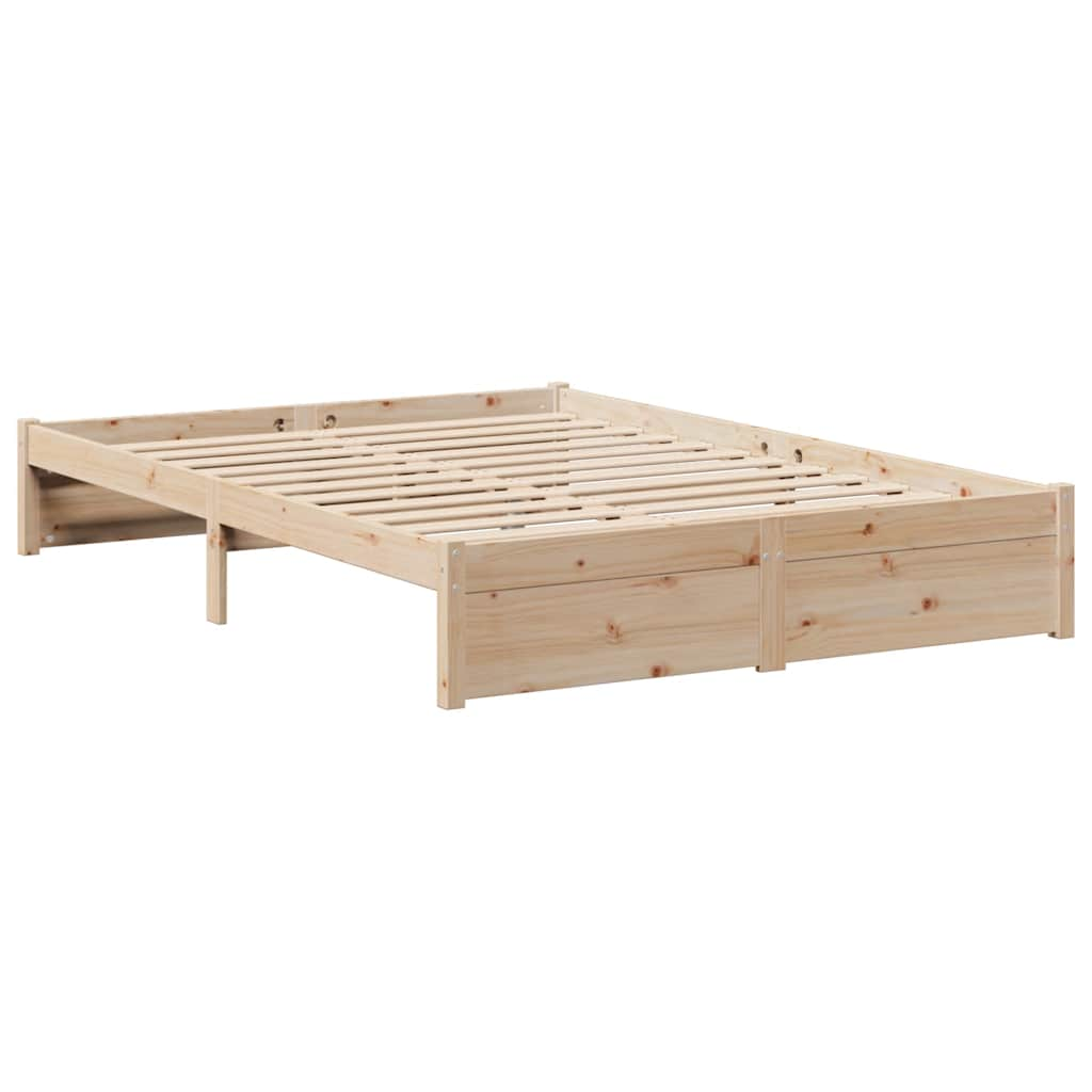 vidaXL Cama con estantería sin colchón madera maciza de pino 140x190cm