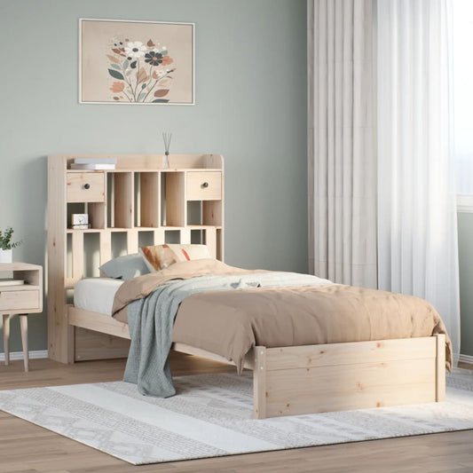 vidaXL Cama con estantería sin colchón madera maciza de pino 90x200 cm