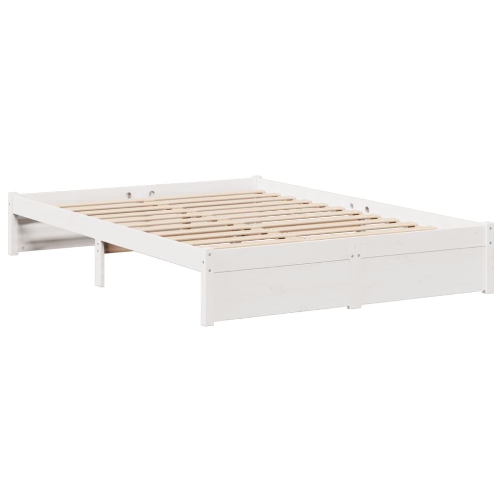 vidaXL Cama con estantería sin colchón madera maciza blanca 160x200 cm