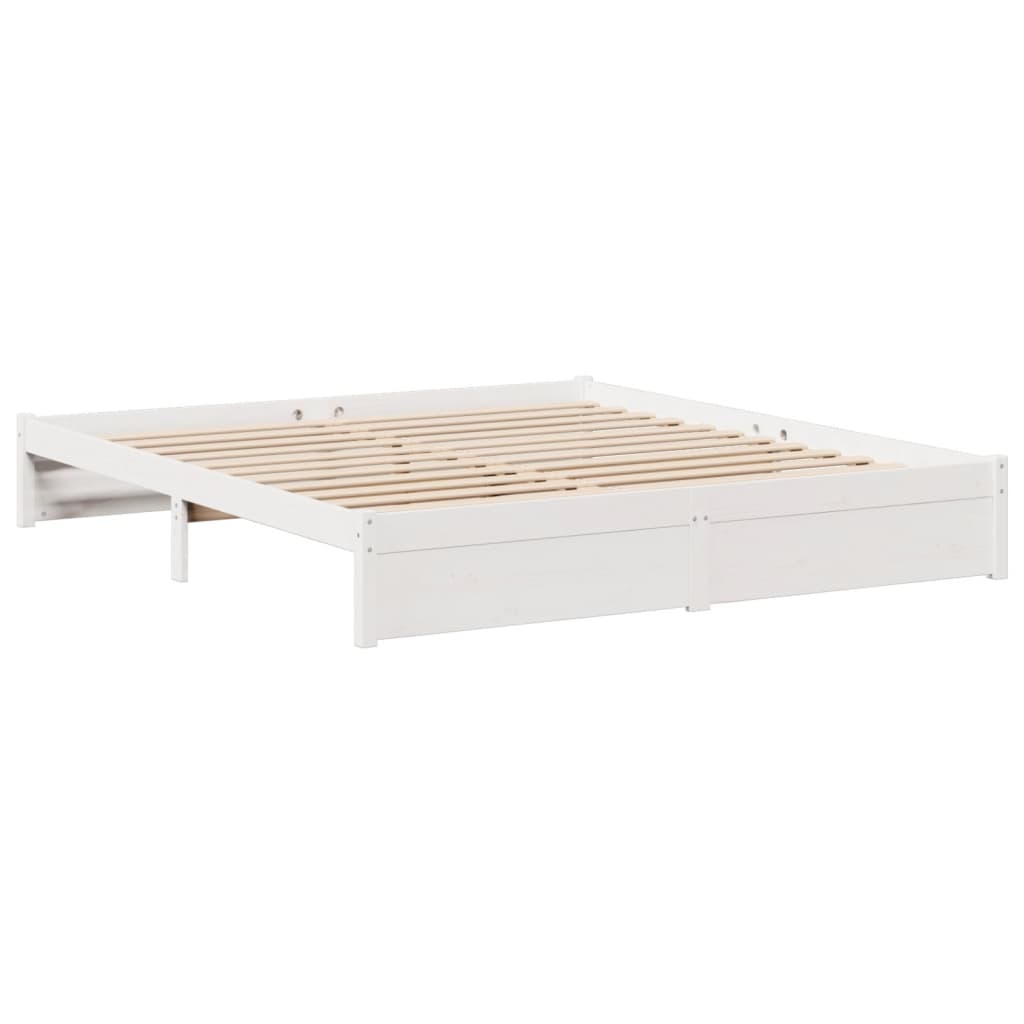 vidaXL Cama con estantería sin colchón madera maciza blanca 180x200 cm