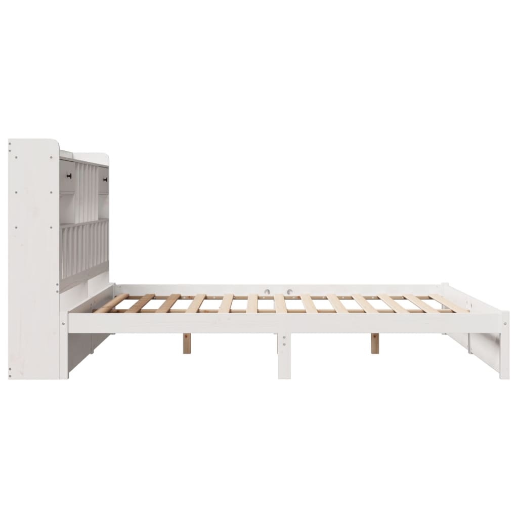 vidaXL Cama con estantería sin colchón madera maciza blanca 180x200 cm