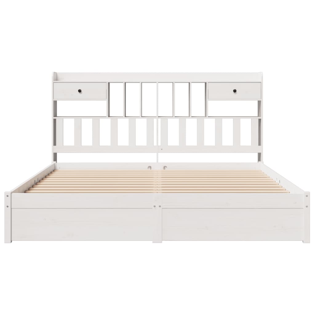 vidaXL Cama con estantería sin colchón madera maciza blanca 200x200 cm