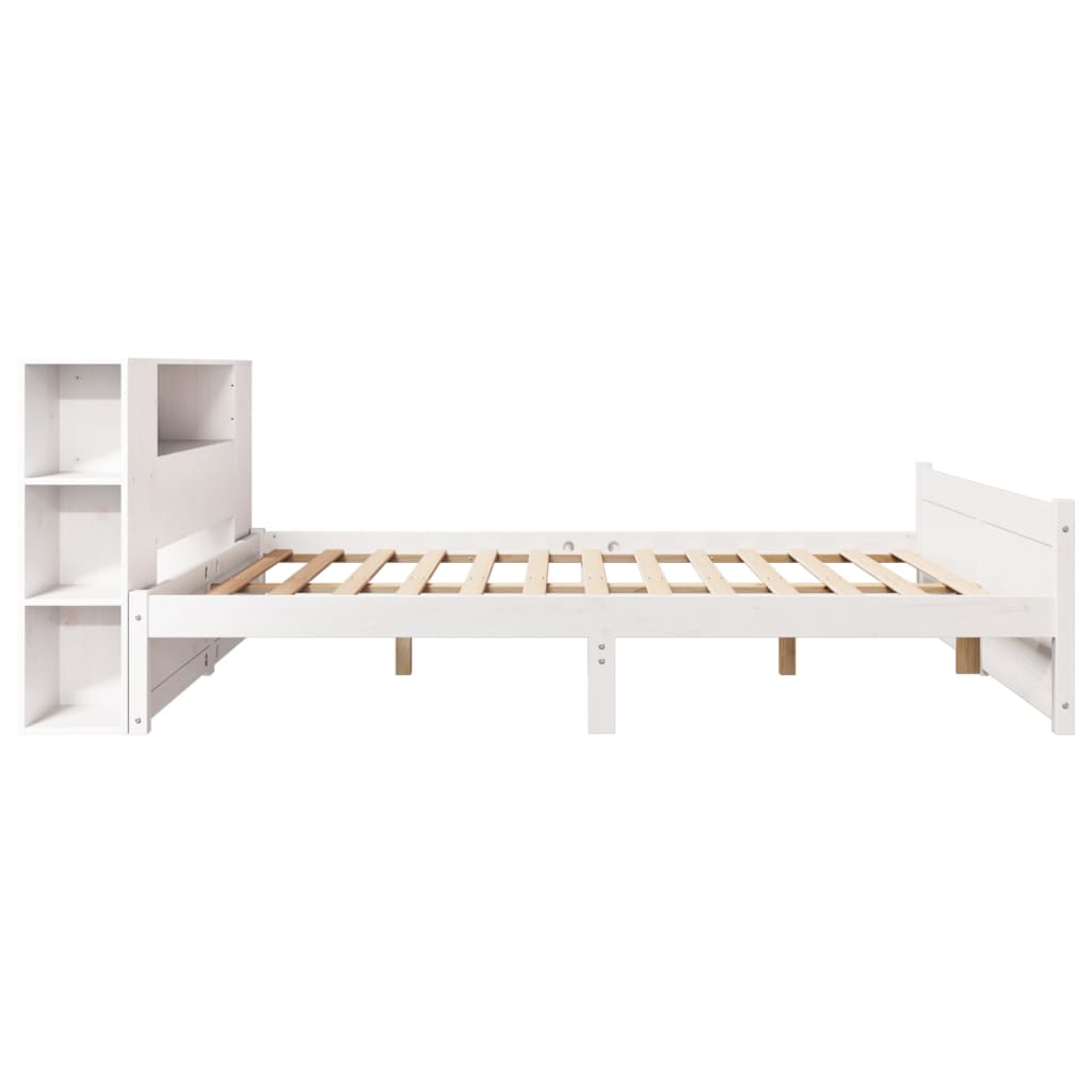 vidaXL Cama con estantería sin colchón madera maciza blanca 150x200 cm