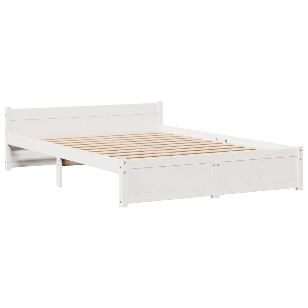 vidaXL Cama con estantería sin colchón madera maciza blanca 150x200 cm