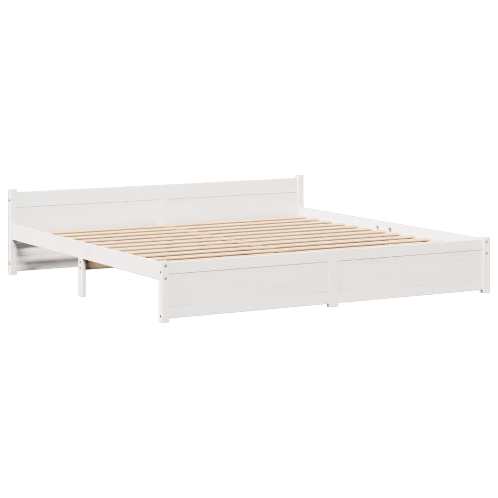 vidaXL Cama con estantería sin colchón madera maciza blanca 200x200 cm