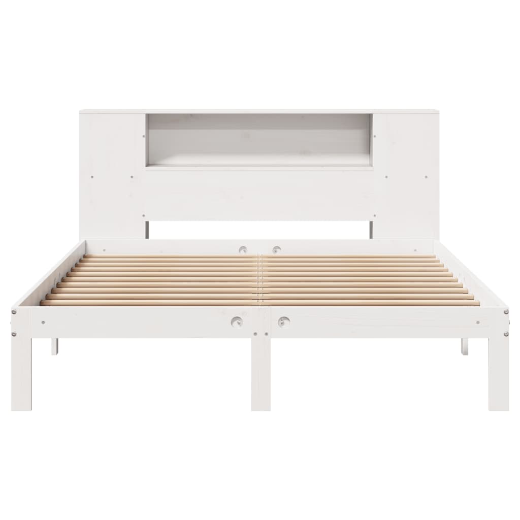 vidaXL Cama con estantería sin colchón madera maciza blanca 150x200 cm