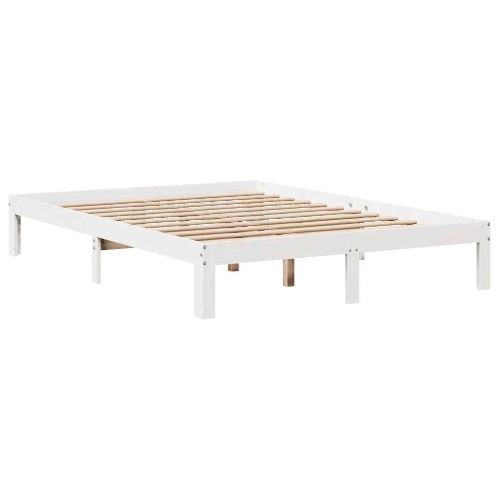 vidaXL Cama con estantería sin colchón madera maciza blanca 150x200 cm