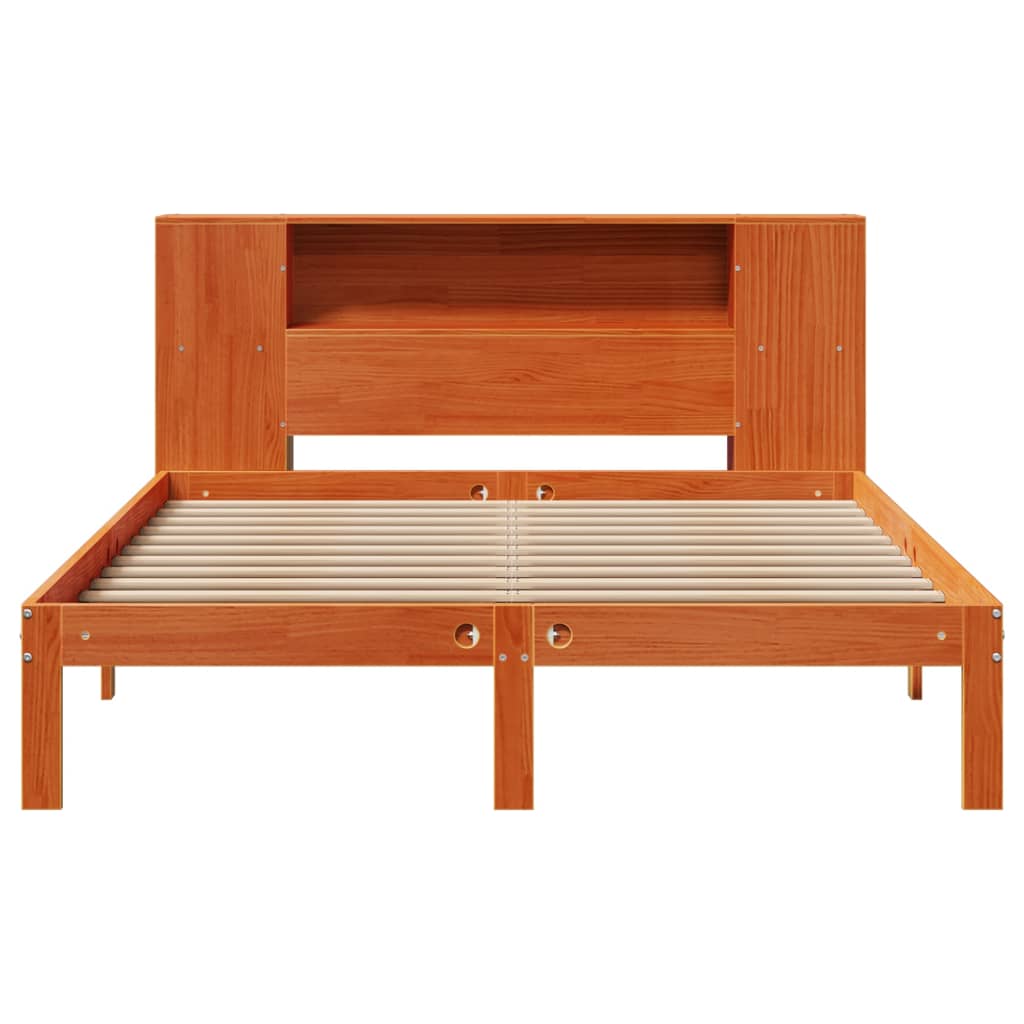 vidaXL Cama con estantería sin colchón madera maciza marrón 120x200cm