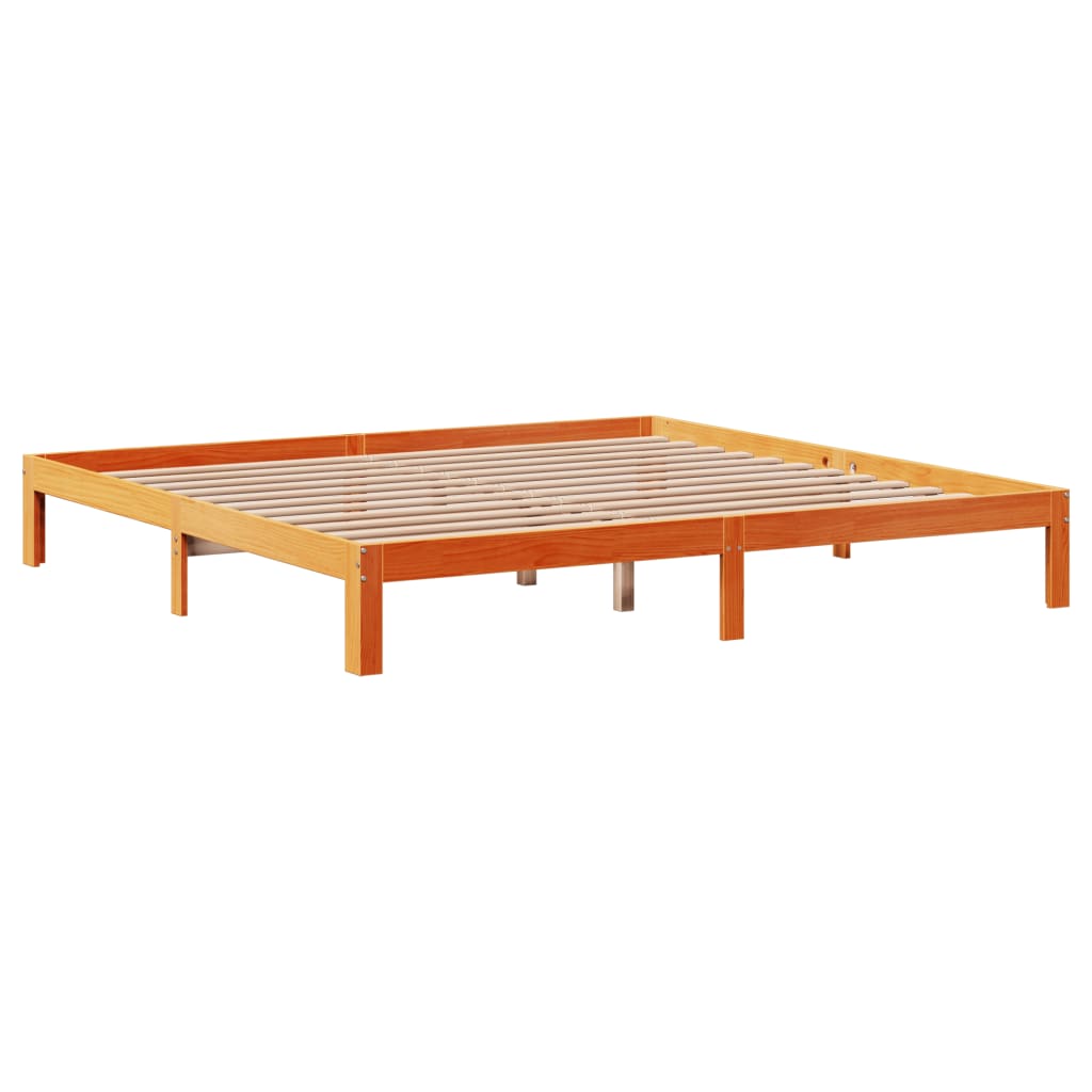 vidaXL Cama con estantería sin colchón madera maciza marrón 180x200cm