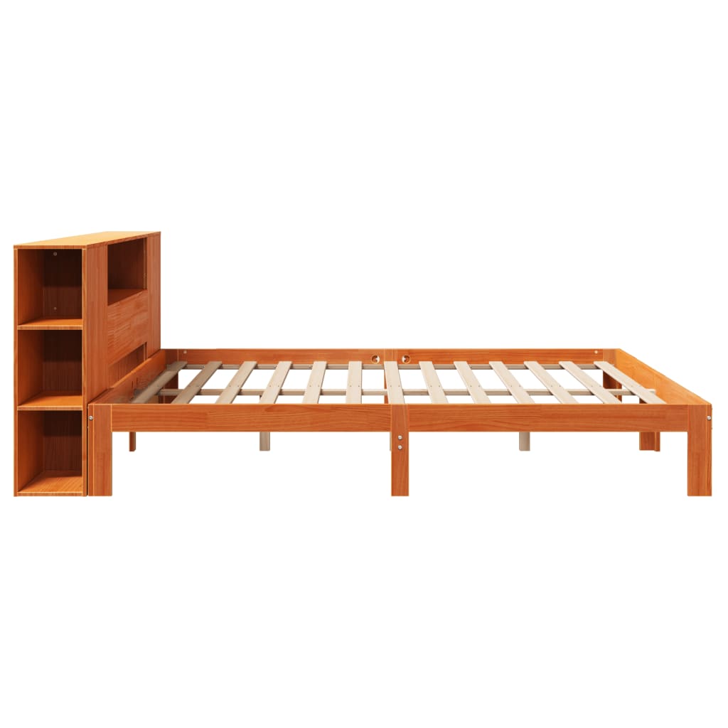 vidaXL Cama con estantería sin colchón madera maciza marrón 180x200cm