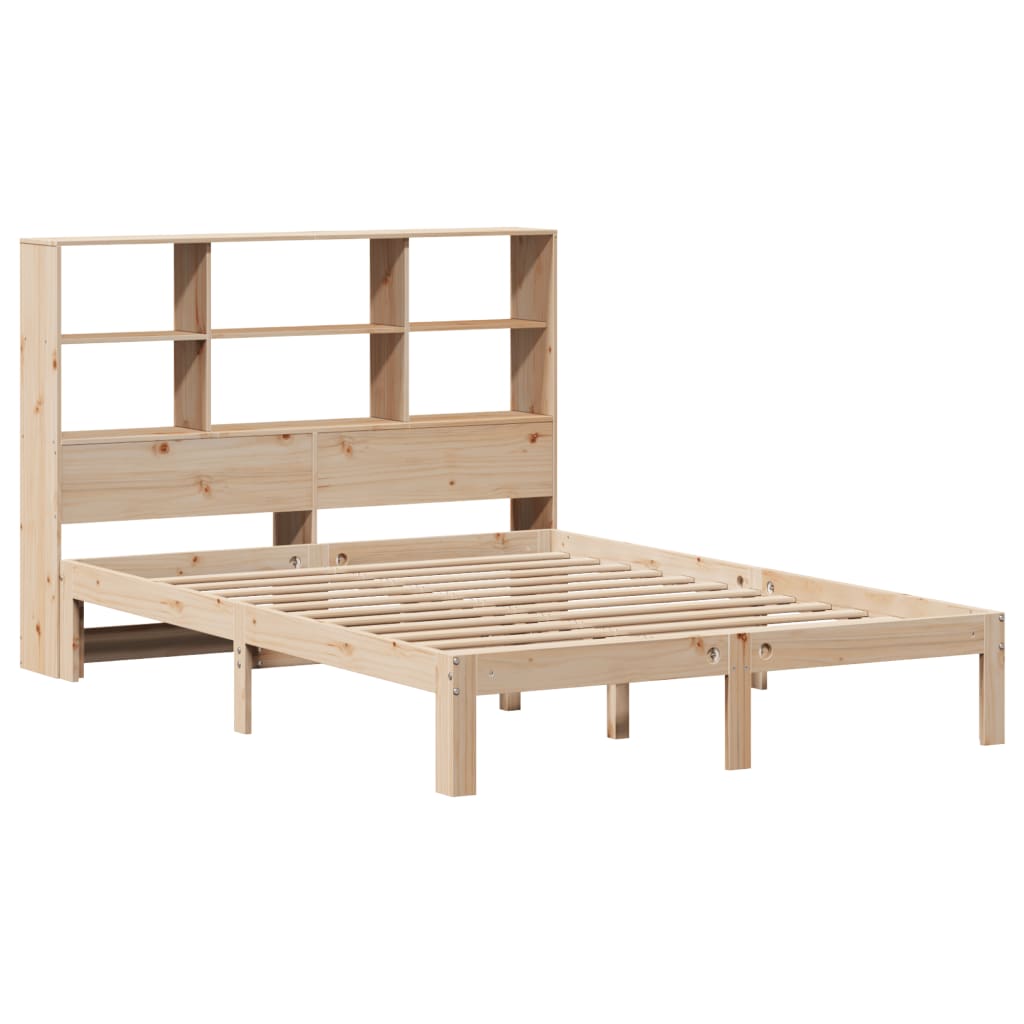 vidaXL Cama con estantería sin colchón madera maciza de pino 140x190cm