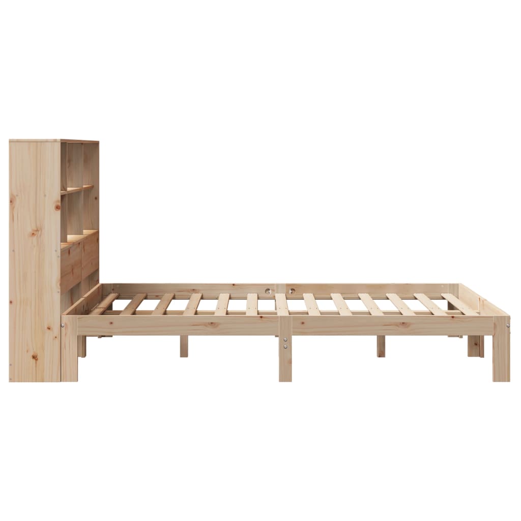 vidaXL Cama con estantería sin colchón madera maciza de pino 140x190cm