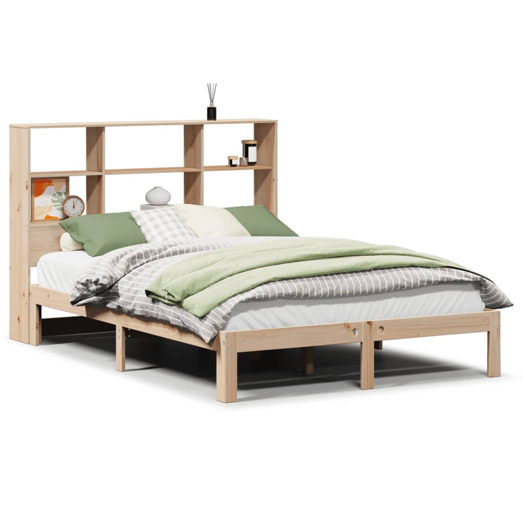 vidaXL Cama con estantería sin colchón madera maciza de pino 150x200cm