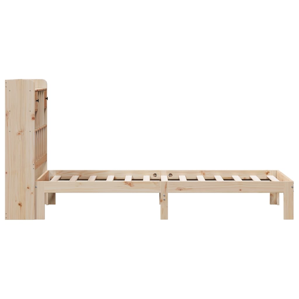 vidaXL Cama con estantería sin colchón madera maciza de pino 75x190 cm