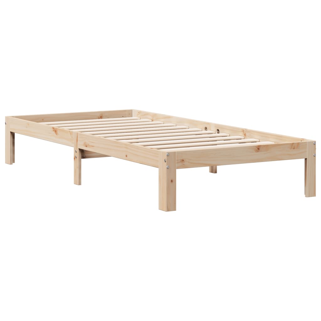 vidaXL Cama con estantería sin colchón madera maciza de pino 75x190 cm