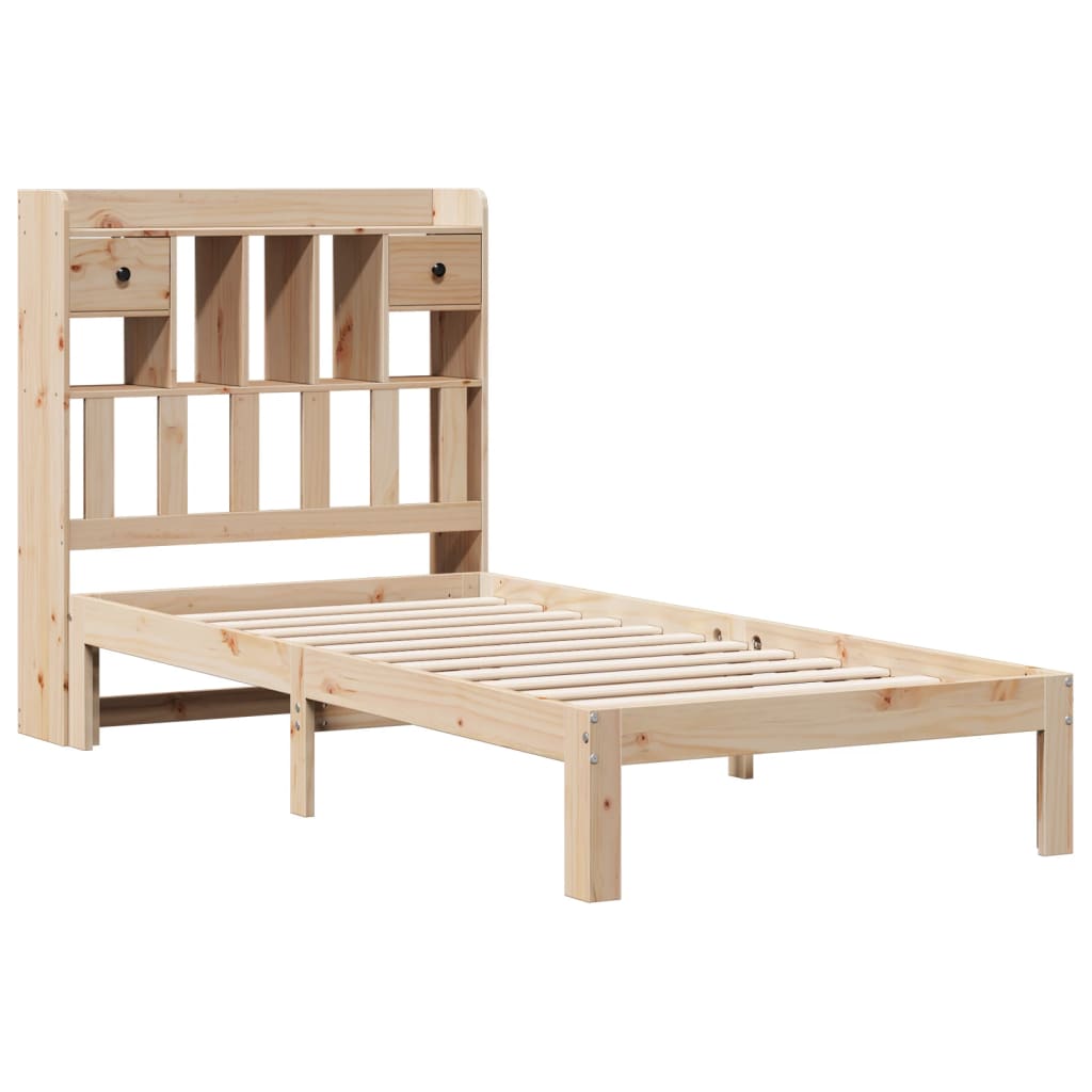 vidaXL Cama con estantería sin colchón madera maciza de pino 90x190 cm