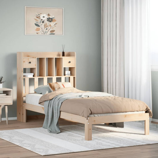 vidaXL Cama con estantería sin colchón madera maciza de pino 90x190 cm