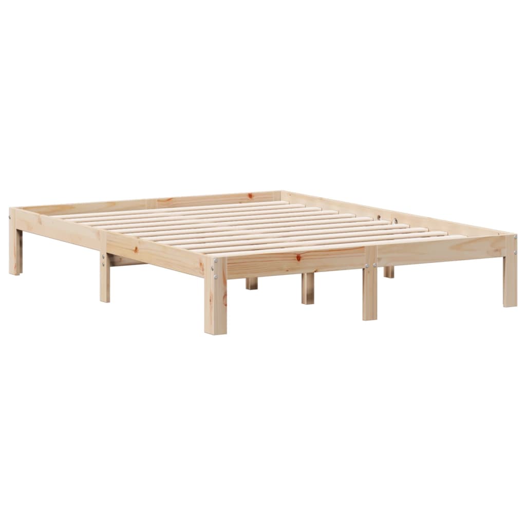 vidaXL Cama con estantería sin colchón madera maciza de pino 140x190cm