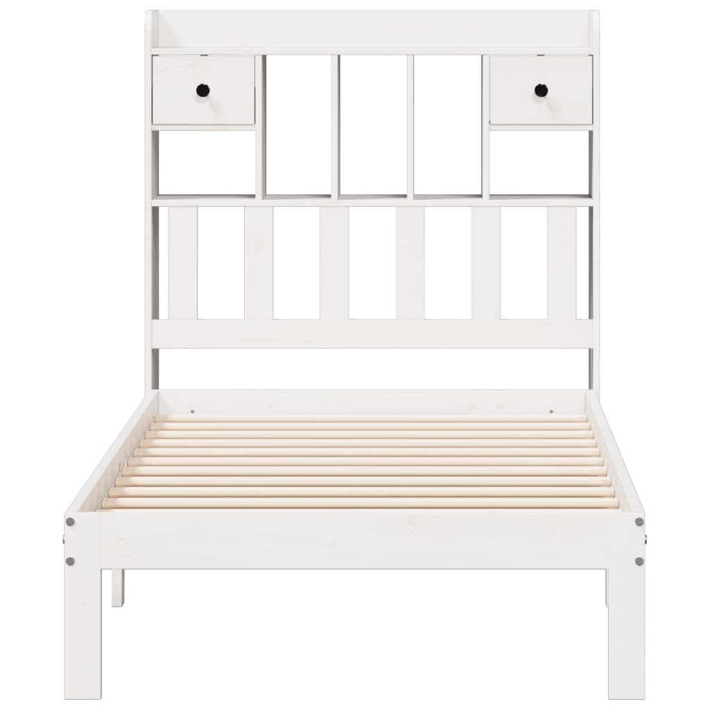 vidaXL Cama con estantería sin colchón madera maciza blanca 100x200 cm