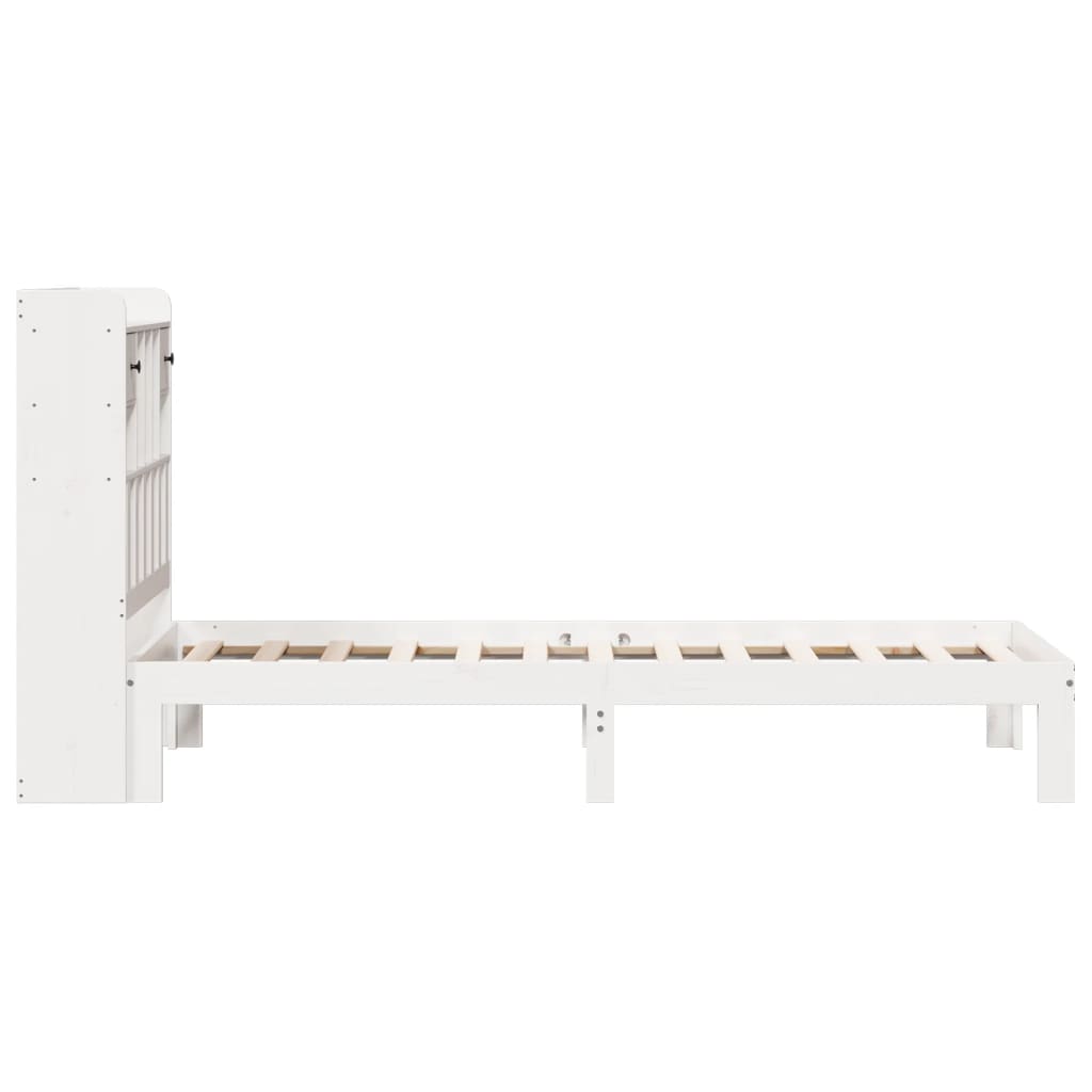 vidaXL Cama con estantería sin colchón madera maciza blanca 100x200 cm