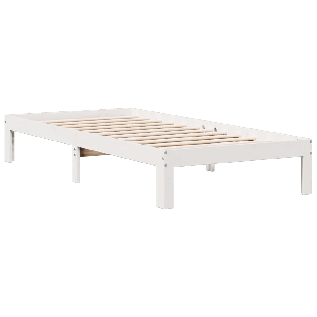 vidaXL Cama con estantería sin colchón madera maciza blanca 100x200 cm