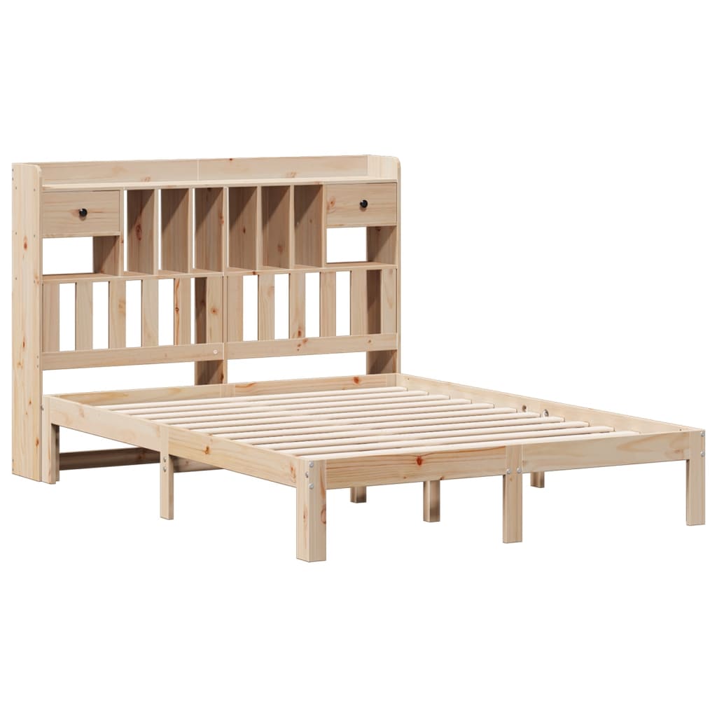 vidaXL Cama con estantería sin colchón madera maciza de pino 140x200cm